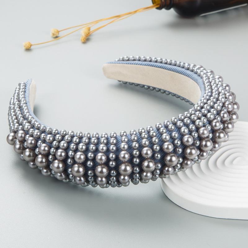 European American High-End Women's Headband New Style Full Pearl Sponge Hairband Simple Personalized Hair Accessory