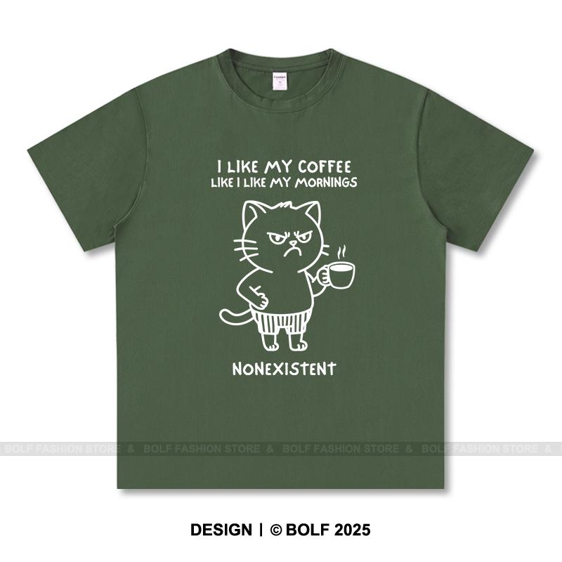 Women's I Like My Coffee Printed T-Shirt 100% Cotton Oversized Barista Graphic Tees for Men Summer Tops Brew Streetwear