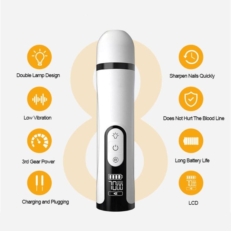 Quiet Rechargeable Dog Cats Nail Trimmer With Low Noise Motor And 3 Speed For Grooming