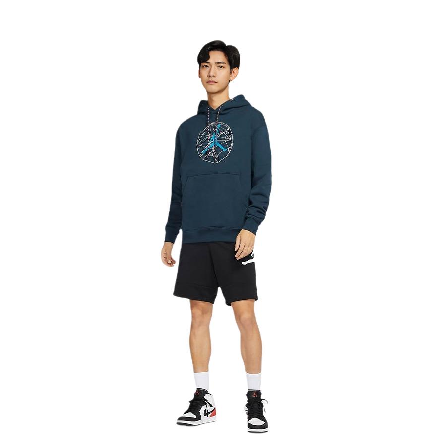 Jordan Sweatshirts Men's Military Arsenal Deep Sea Blue Hooded Moderate Regular DC9728-454