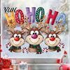 Christmas Scene Settings Static Cling Window Stickers, Cartoon Reindeer HOHOHO Art Glass Decals, Reusable Film Festive Holiday Decor for Home Windows