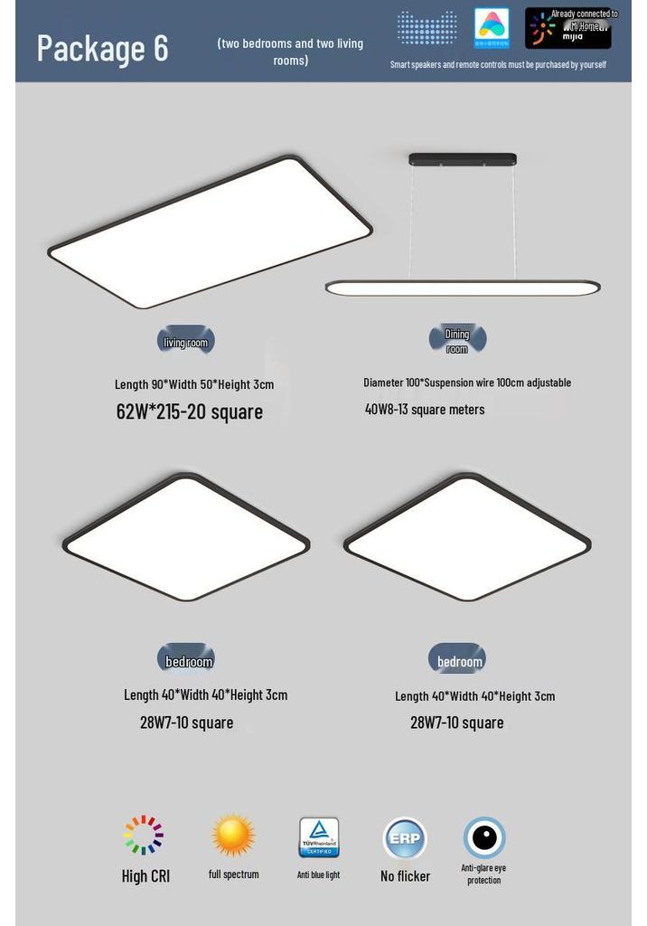 Smart Minimalist Ceiling Light with Full Spectrum Eye Protection for Living Rooms