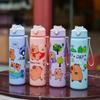 750ml Capybara Water Bottle For Kids Water Sippy Cup With Silicone Straw Leakproof Plastic Water Bottles Summer Kids Water Cup