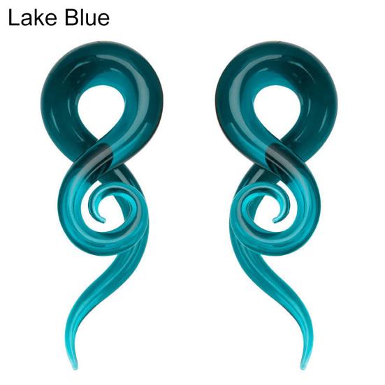 1 пара унисекс стеклянных витых улитковых ушных датчиков вешалки заглушки растяжители расширители 10 озеро синий