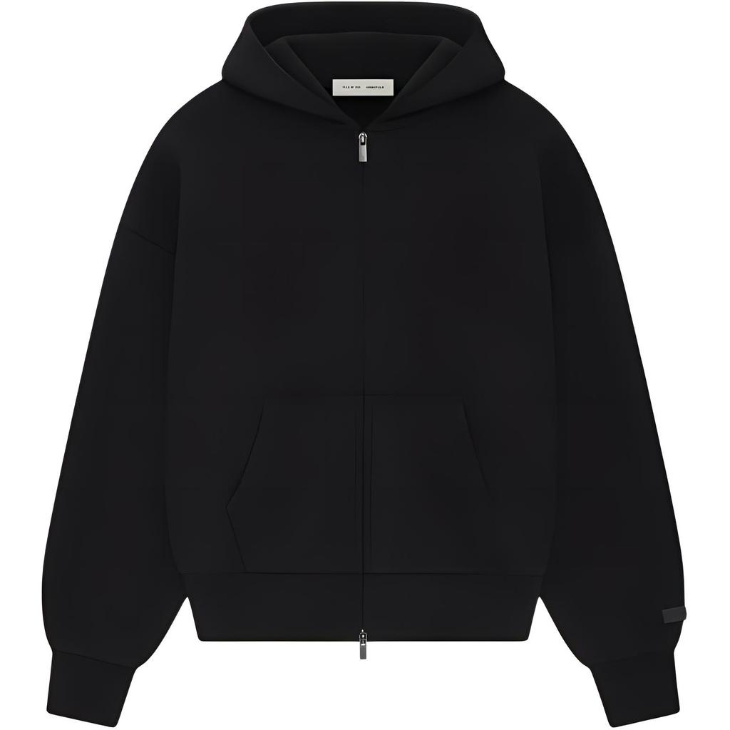 Fear of God Essentials Classic Full Zip-Up Hoodie Jet Black Men Tops 192AS254780F
