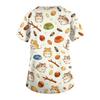 Top da Lavoro da Donna con Scollo a V e Maniche Corte con Tasche, Stampa Animalier, Camice Medico per Professionisti Sanitari, Uniforme da Infermiere