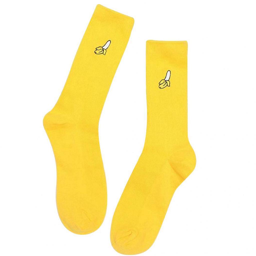 Cartoon Fruit Embroidery Hosiery Warm Soft Cotton Elastic High Knitting Socks EMA