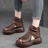 Women's Fashionable Versatile Fishbone Cutout Design Chunky Sole Breathable Roman Sandals