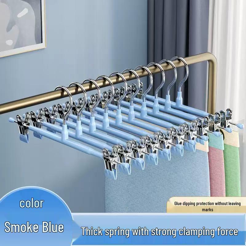 Non-Slip Traceless Pants Rack with Skirt Clips - Stainless Steel & Plastic-Coated for Household Storage