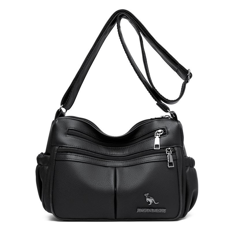 

Сумка женская новая текстура мягкой кожи сумка-мессенджер женская многослойная большой вместимости женская простая и универсальная женская сумка чёрный