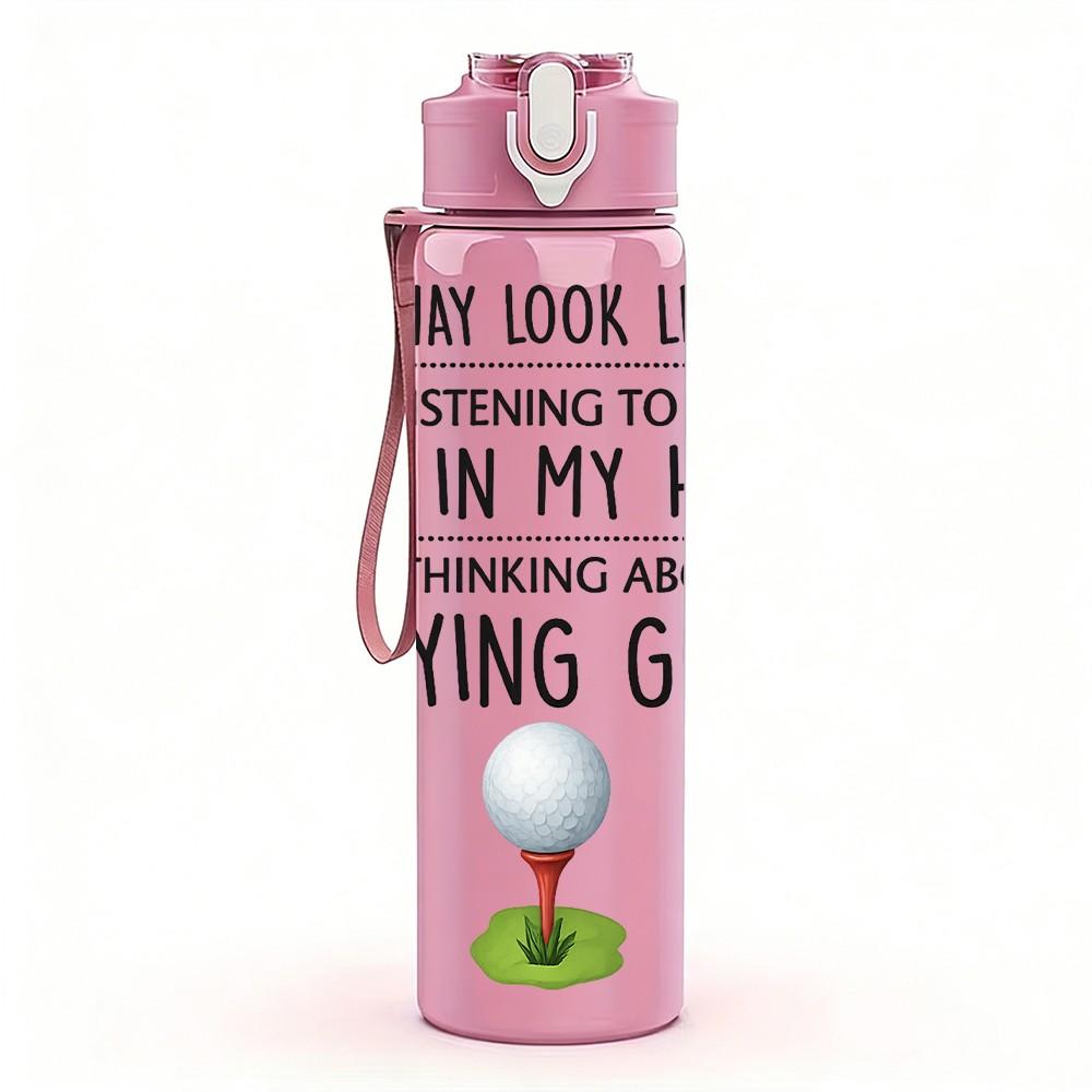 1 ud. Insignia Estampada con Lema Divertido de Humor de Golf Botella de Agua Deportiva de Plástico de Color de 750 ml Tapa con Pajita Plegable Antifugas Adecuada para Deporte Oficina Uso en Casa