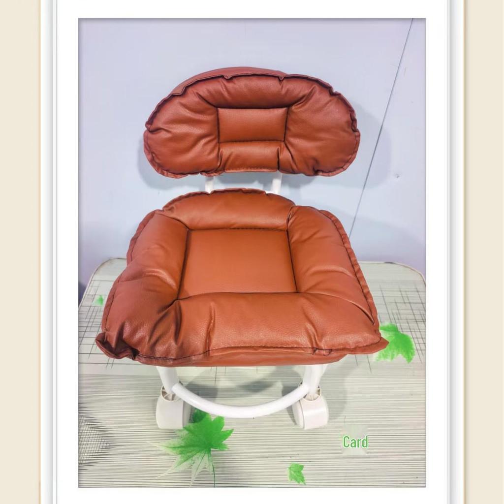Soft Upholstered Baby Walking Stool with Silent Universal Wheels