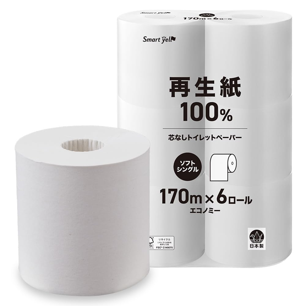 IRIS PLAZA Toilet Single 170m X 6 3x Made In Smart Yell Paper, Ply, Rolls, Length, Japan,