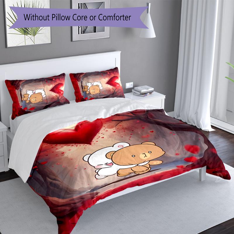 3pcs Bubu and Dudu1 Pattern Bedding Set Duvet Cover Set Includes Duvet Cover &pillowcases, Perfect All Season Bedroom Decoration & Gift