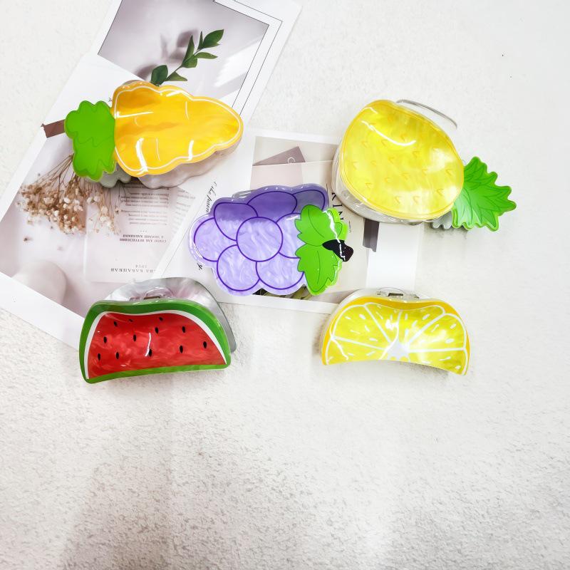 Fashionable Fruit Hair Clips: Cute Strawberry, Lemon, Peach Shark Clips for Women