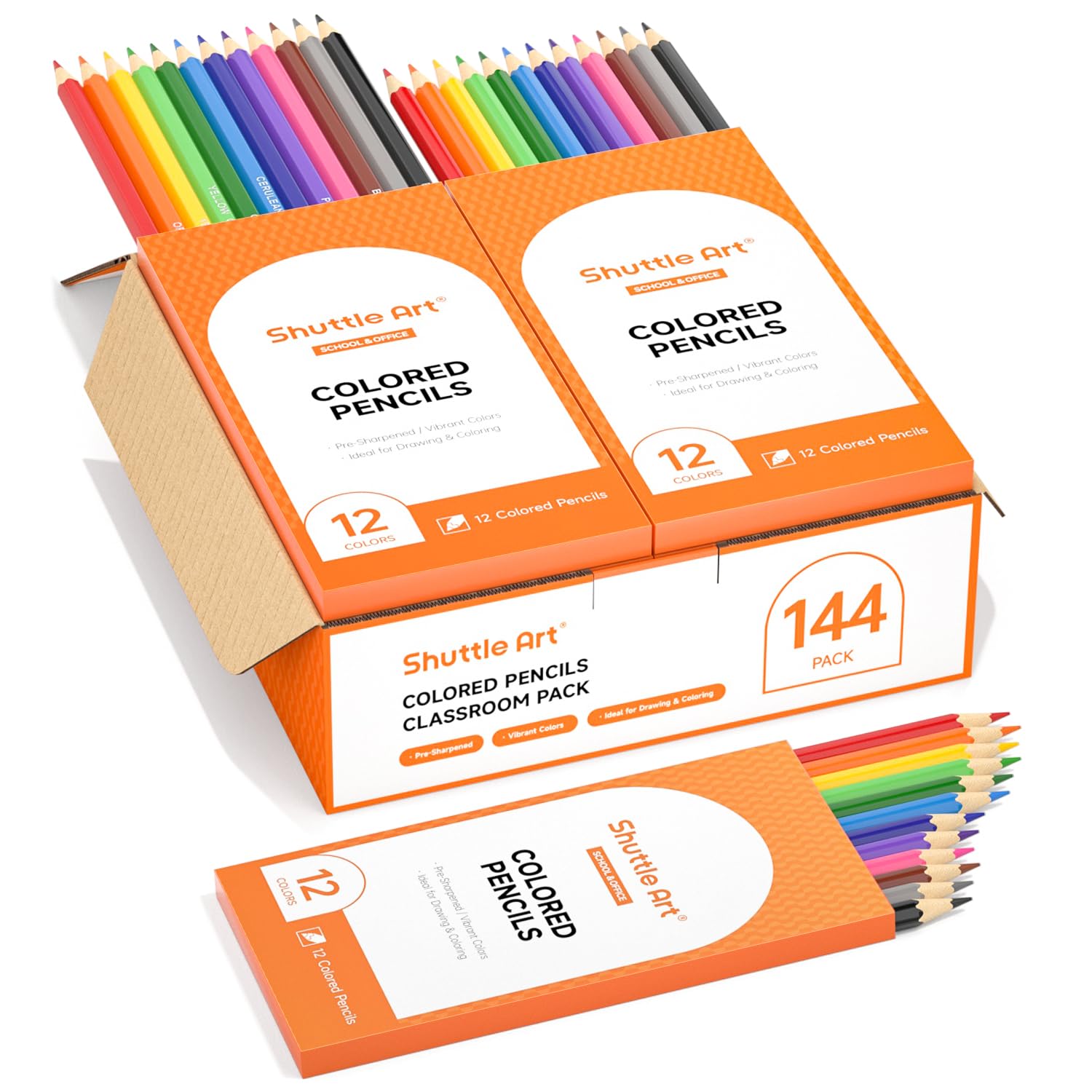 

Shuttle Art Colored 12 Vivid Color Pens for and Coloring Includes Paper Large Bulk Gifts for Elementary School Cram and Entrance Ceremonies Pencils,