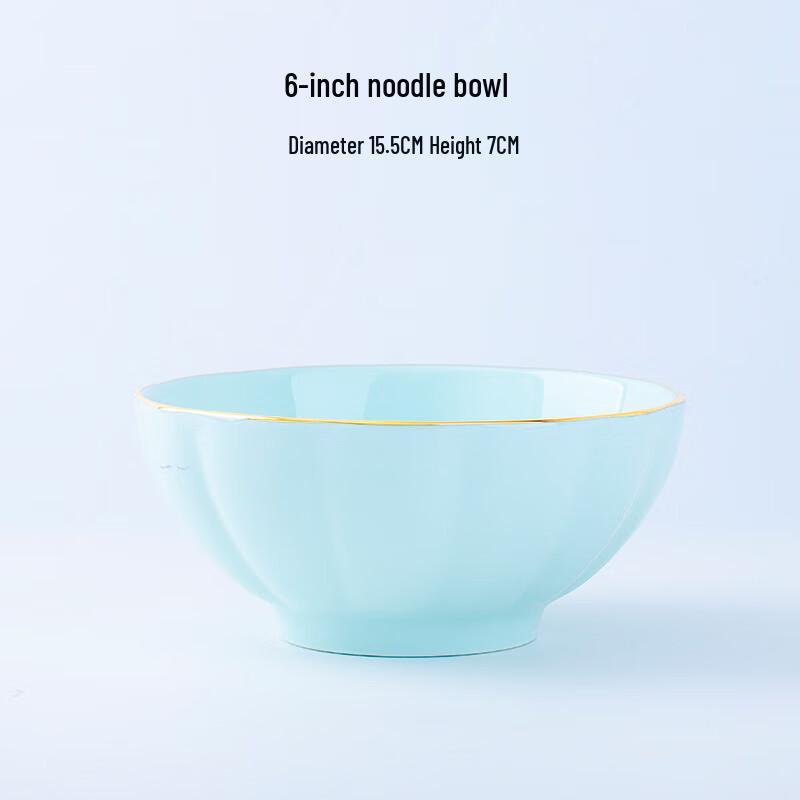 5-Piece Pumpkin Green Ceramic Noodle Bowl Set