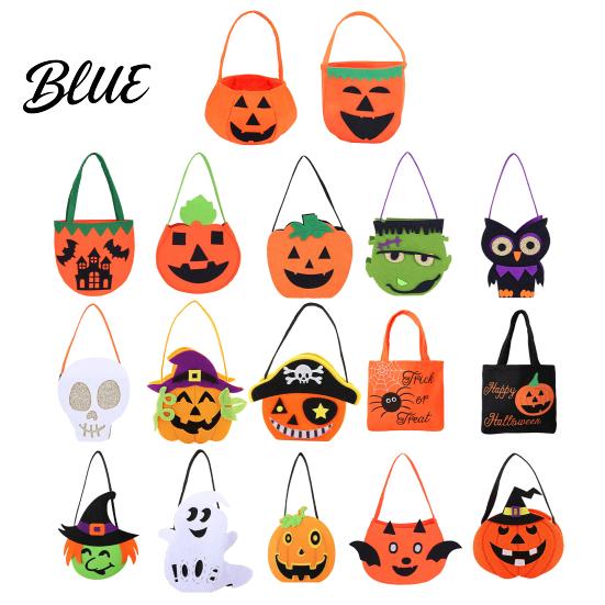 Reusable Pumpkin Candy Holders Halloween Felt Bag Ghost Skull Cat Owl Tote for Lightweight Trick or Treat Pails Kids Non Woven Handbag Party Favor