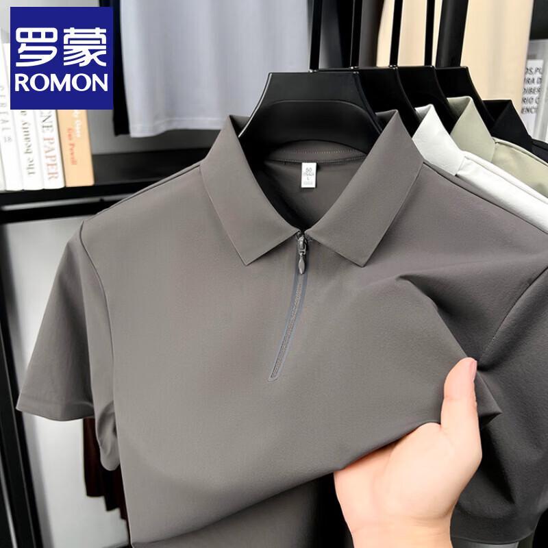 Men s Ice Silk Half-Zip Polo T-Shirt 2XL
