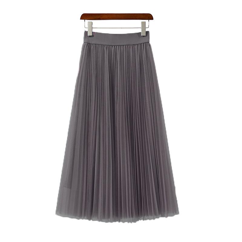 Round Versatile Three-Layer Mesh Pleated Long Skirt for Women - 6-Meter Wide Hem, 2026 Spring/Summer Collection