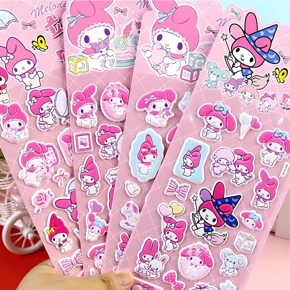 Kawaii Sanrio 3D Puffy Stickers Cute Anime Kuromi My Melody Cinnamoroll Bubble Sticker Decorative Luggage Laptop Decals Toy Gift