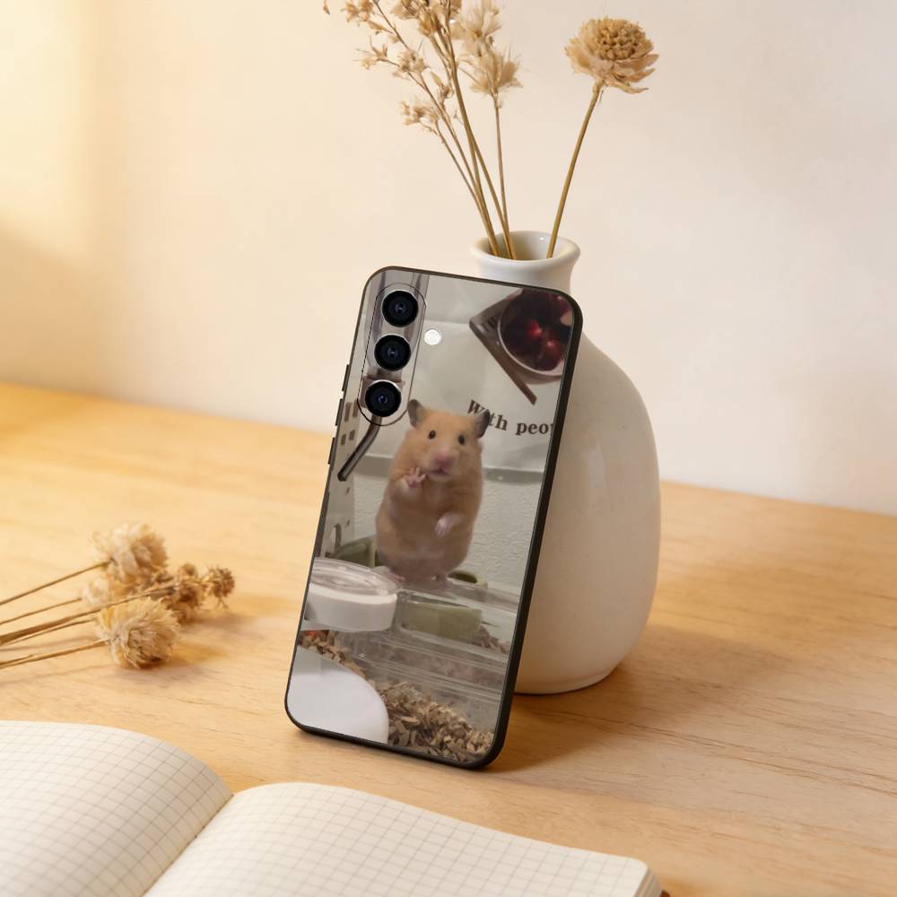 Funny Cute Hamster Phone Case For Samsung Galaxy A73,A72,A71,A70,A53,A52,A51,Others Soft Black Cover