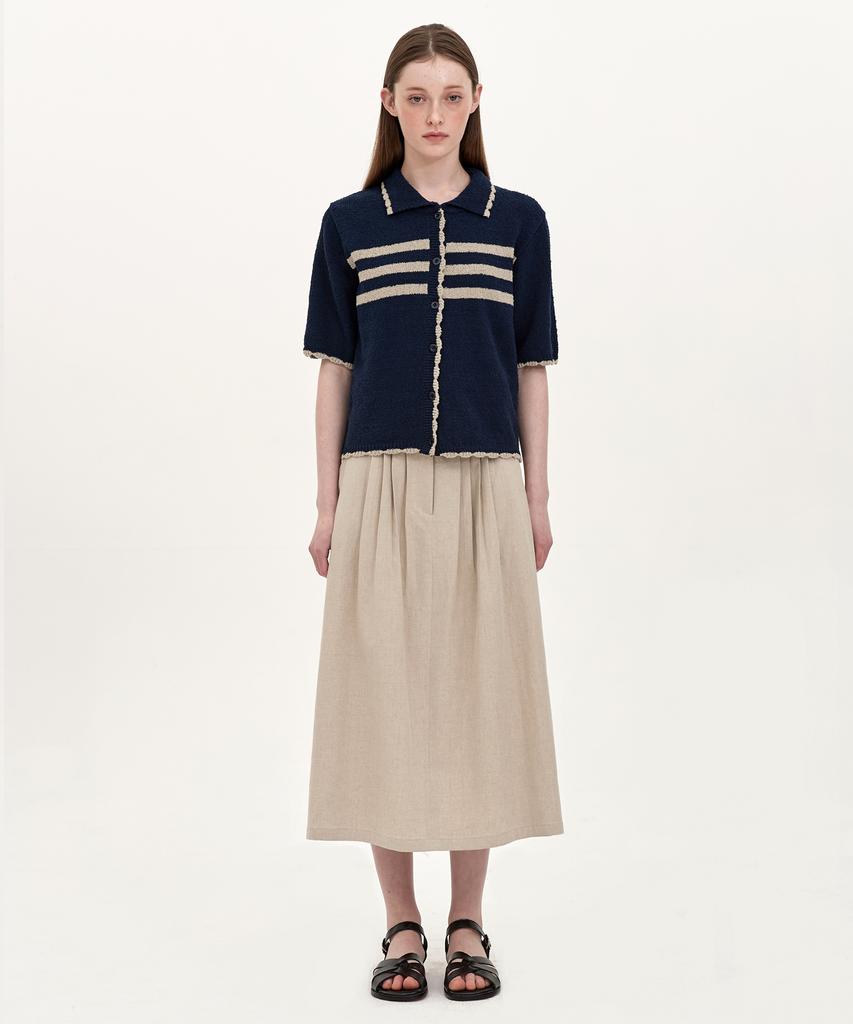 Jun By Jun K Linen 8-Pleat Skirt_Oatmeal