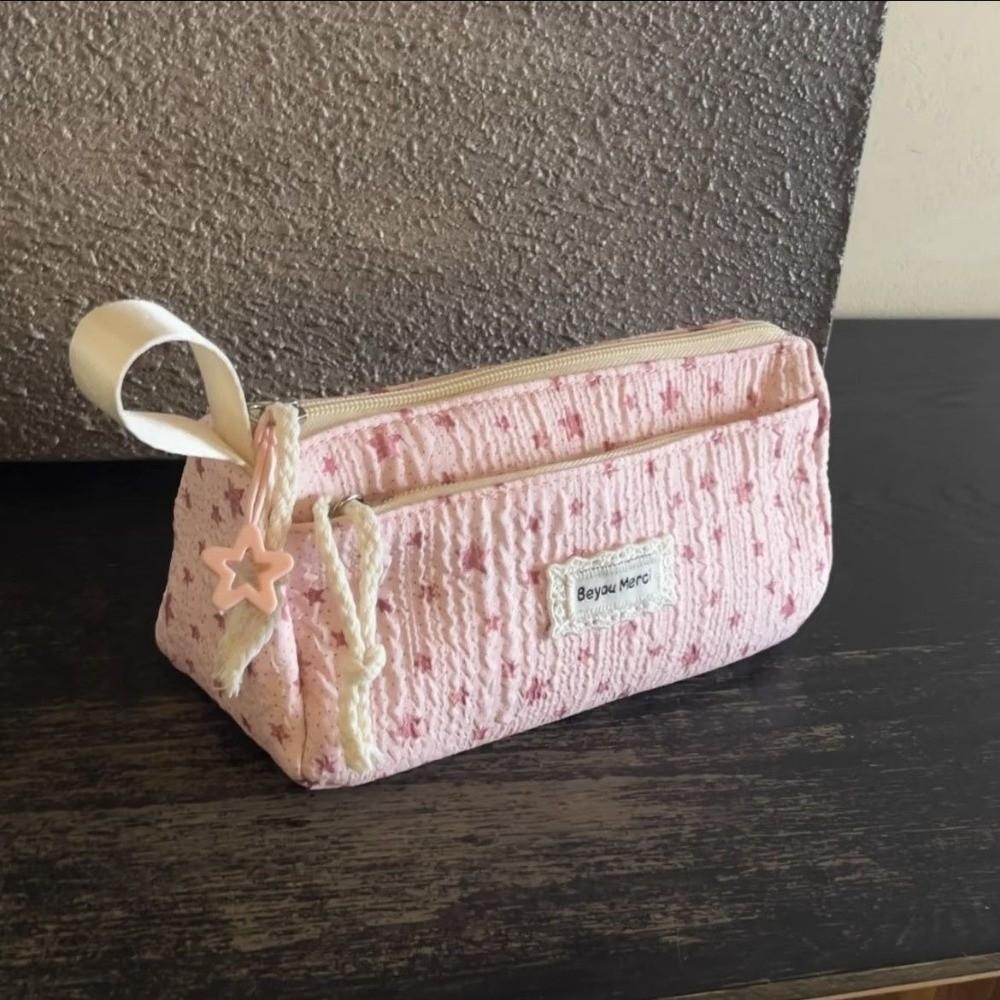 Handheld Pencil Pouch Star Print Pen Bag Portable Stationery Pouch  Students