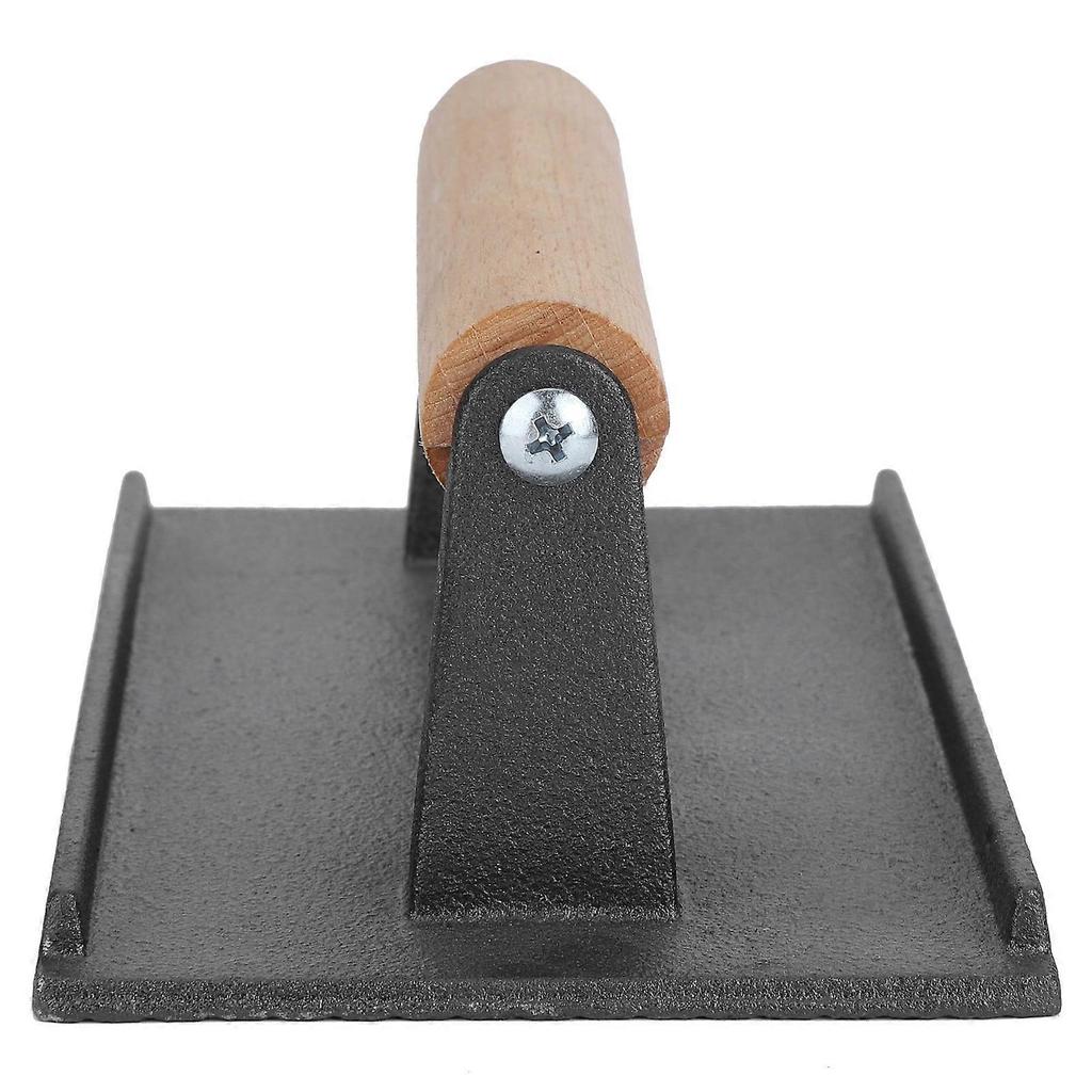 Steak Press - Cast Iron Grill Press Steak Bacon Weight Press Barbecue Griddle Press with Wood Handle Comfortable Grip
