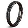 Pulsera de cuerda de cuero para hombre, 19/21/23 cm, estilo vintage, tejida a mano, para parejas, color negro, marrón, rojo y azul, elegantes pulseras casuales para hombre.