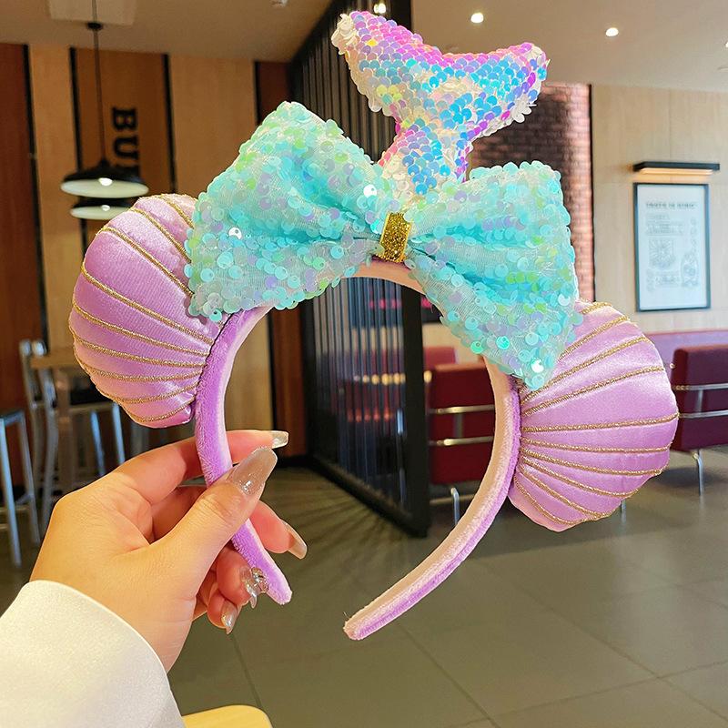Sparkling Amusement Park Headband Cute High Skull Top Anti Slip Face Wash Bow Headband Headband Hair Accessories for Women