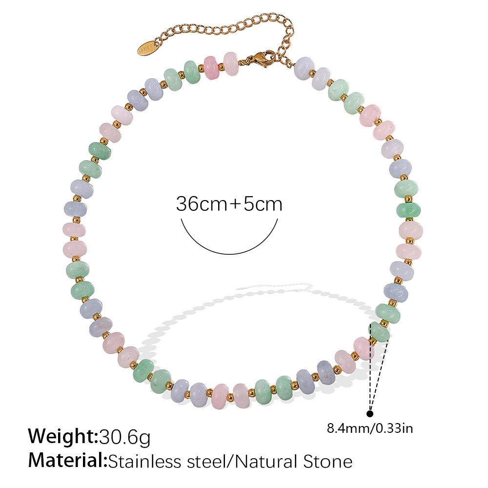 Fashion Color Natural Stone Abacus Bead Bracelet Light Luxury Versatile Personality Bracelet Earrings Jewelry Women
