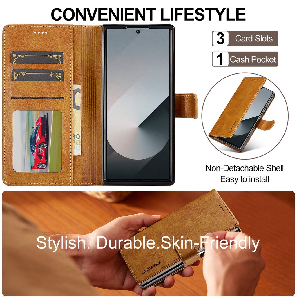 Luxus Business Magnetkartenfach Geldbörse Leder Handyhülle für Samsung Galaxy Z Fold 7 6 5 4 3 Buch Dünne Tasche Ständer Abdeckung