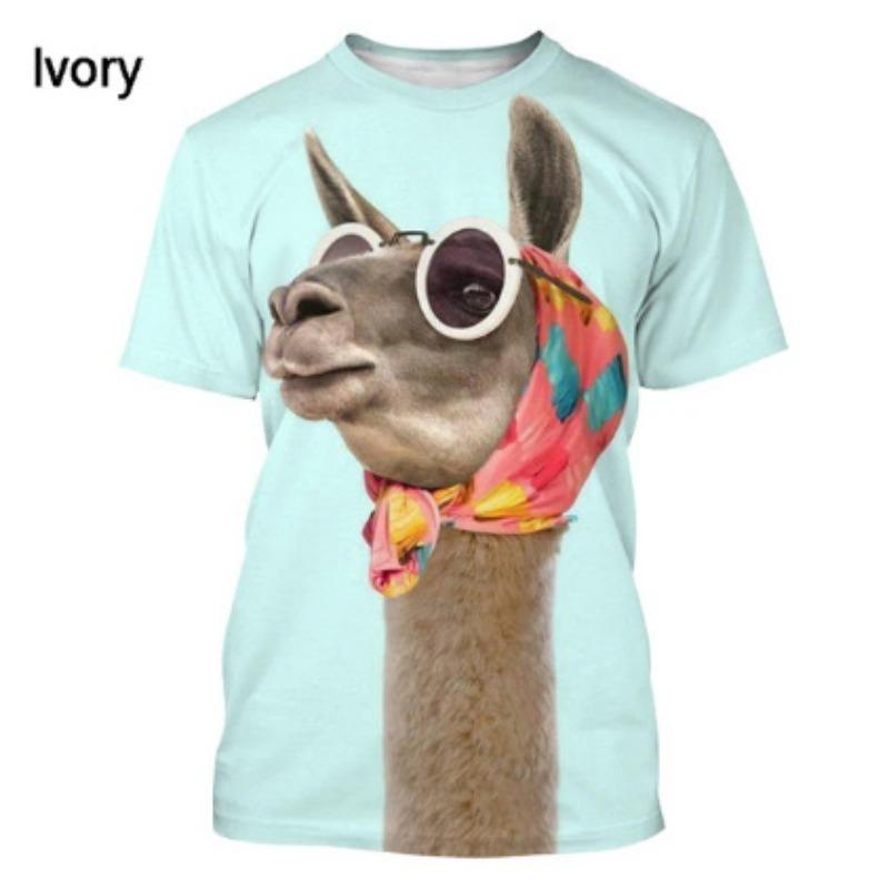 T-shirt da uomo Divertimento Estivo Stampa 3D Animali Giraffa Casual Street Manica Corta