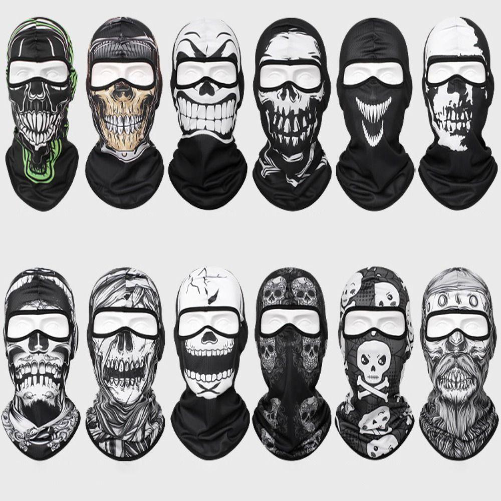 Warmer Skull Print Multi-function Headwear Moto Full Face Mask Helmet Liner Motorcycle Balaclava