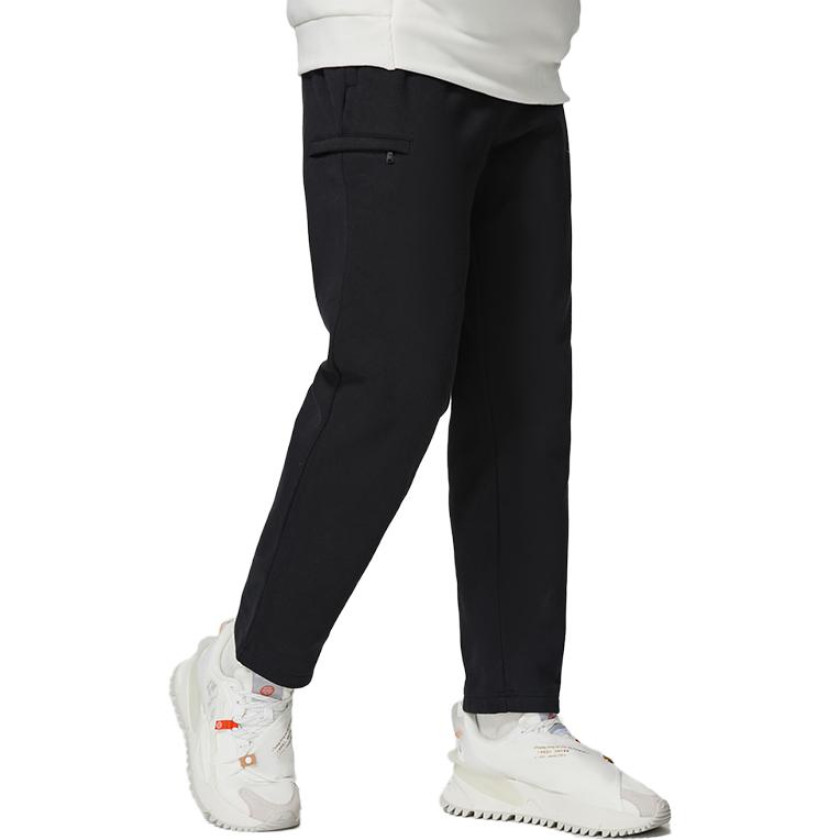 Li Ning Wade Serie Letterprint Trekkoord Warm Rechte Pijp Gebreide Sportbroek Heren onderkleding Zwart AKLTB95