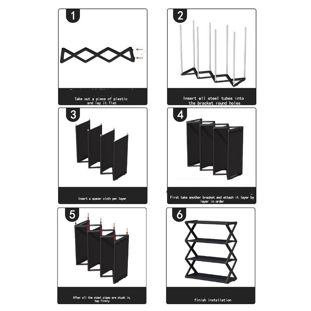 Shoe Rack Shoe Storage Organizer Assembly PP and Nonwoven Large Capacity Storage Rack for Hallway