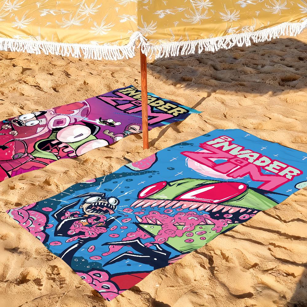 Funny Cartoon I-Invader Zim Towel Soft Pool Gift For Travel Gym Shower Camping Quick Dry Sports Large Beach Towels