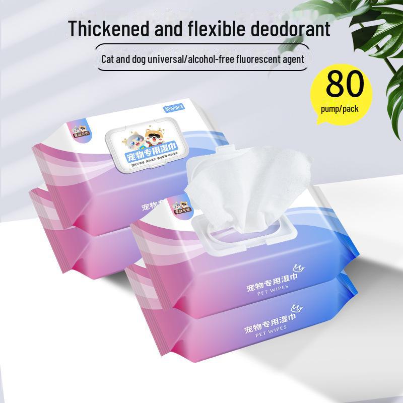 Haustier-Feuchttücher – 80 Badetücher für Katzen und Hunde (400g) zum Reinigen und Desodorieren
