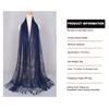 Cross-Border Solid Color Lace Scarf Cotton Blend Muga Silk Hollow Scarf Hollow Design Tassel Trim Mesh Scarf Casual Wear