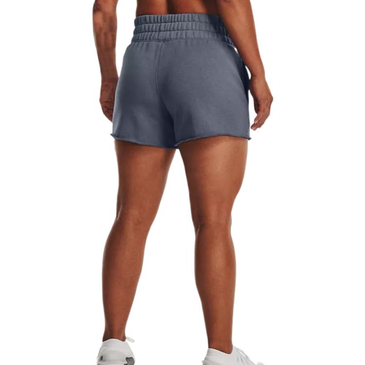 Under Armour Solid Color Elastic Waist Cotton Sports Shorts Women Shorts Gravel-Gray 1378652-001