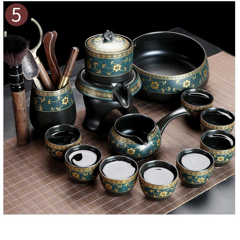 Semi-automatic Kung Fu Tea Set, Ceramic Stone Grinding, Teacup Tray, Porcelain Service, Gaiwan Tea Cups, Mug of Tea Ceremony