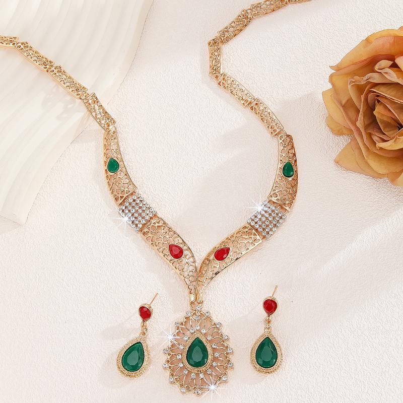 Damen hohles Halsketten- und Ohrring-Set