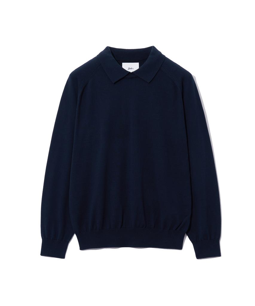 YALE Supima Cotton Raglan Collar Knit Dark Navy