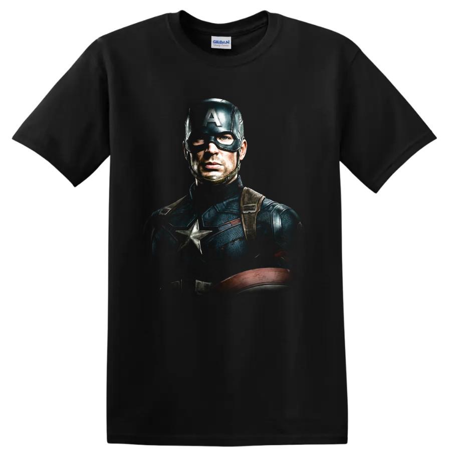 Chris Evans Patriotic Superhero Portrait Graphic T Shirt Movie Fan Tee Gift