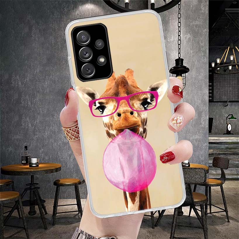 Cute Cartoon Giraffe Animal Soft Phone Case For Samsung Galaxy A12 A22 A32 A52 A72 A02S A51 A50S A71 A70 A31 A20S Note 20 Ultra