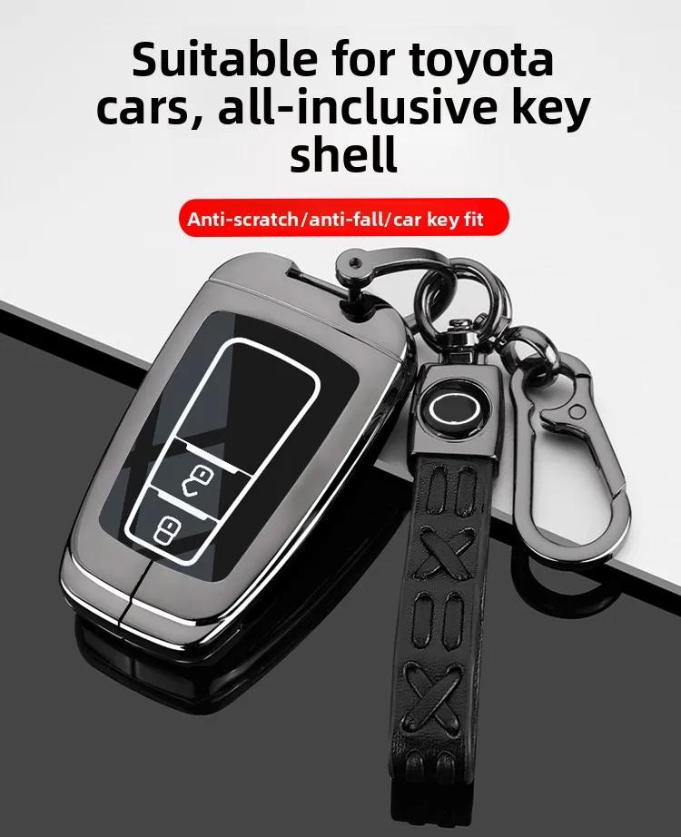 Zinc Alloy Leather Car Key Case Cover Shell for Toyota CHR Hilux Fortuner Land Cruiser 200 Camry Corolla Crown RAV4 Highland