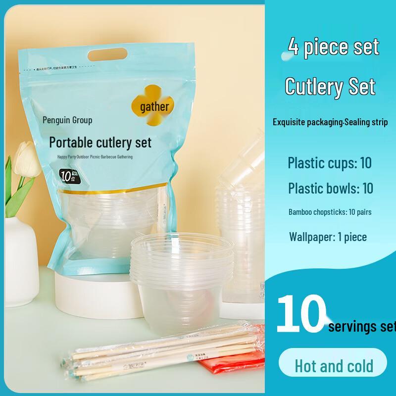 Penguin Group Disposable Crystal Plastic Tableware Set