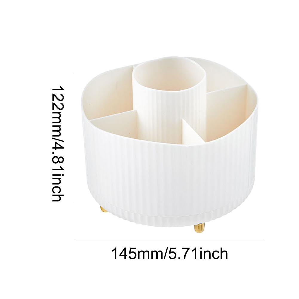 

Вращающийся на 360° органайзер для кистей для макияжа, настольная коробка для хранения косметики, портативная губная помада, подводка для глаз, держатель для ручек, контейнер для ювелирных изделий белый