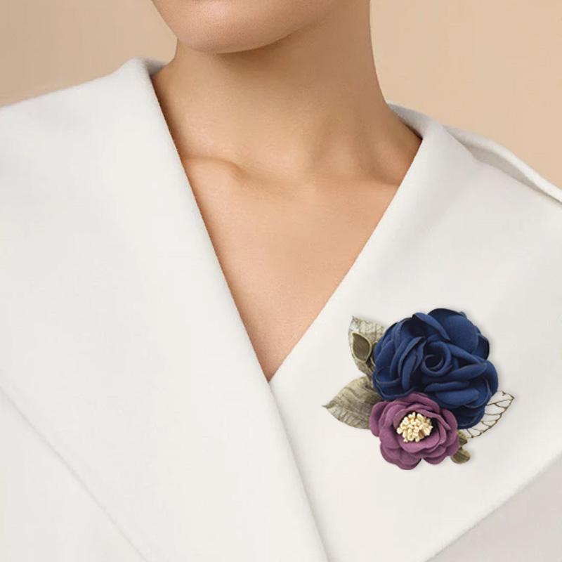 1Pc Botanical Pins Casual Mother's Day Gift Fashionable Party Accessories Women Rose Flower Brooches Fabric